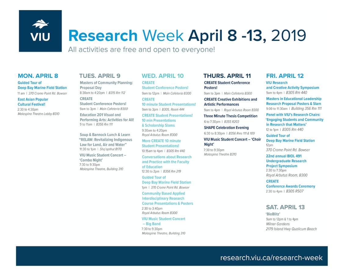 Research Week Calendar 2019
