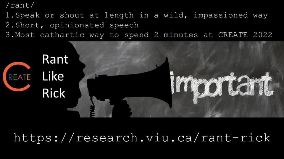 Person speaking into megaphone with the word important coming out. Rant definition at the top, website at the bottom.