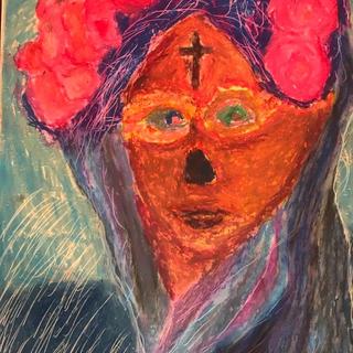 Hermoso Cráneo De Azúcarc (Beautiful Sugar Skull) submitted by Christine Battye (Oil Pastel)