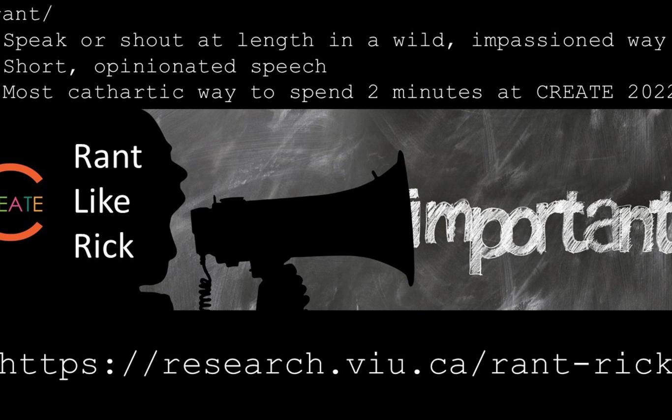 Person speaking into megaphone with the word important coming out. Rant definition at the top, website at the bottom.